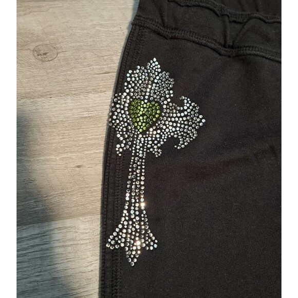 Kavio Black Rhinestone Cross Capris Size M - Picture 4 of 8